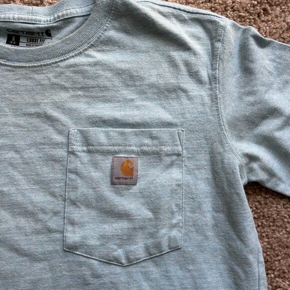 Carhartt Loose Fit Light Blue Front Pocket T Shirt Size Small - Picture 3 of 7